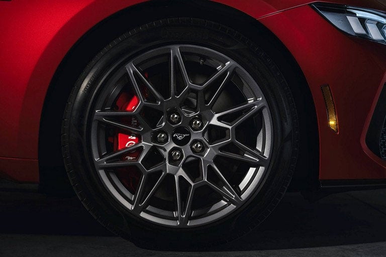 2024 Ford Mustang® model with a close-up of a wheel and brake caliper | Cecil Atkission Ford Hondo in Hondo TX