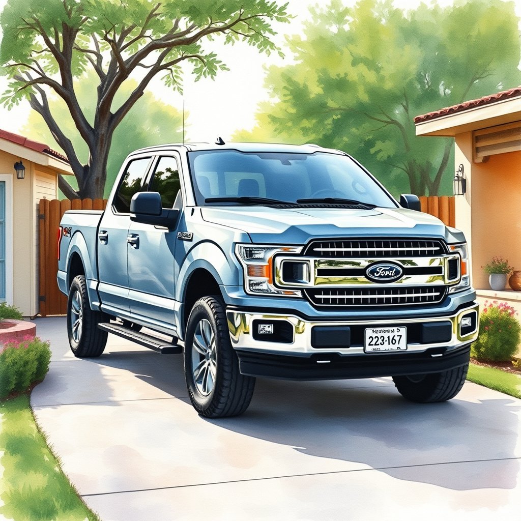 new Ford F-150 in a home driveway in Hondo Texas