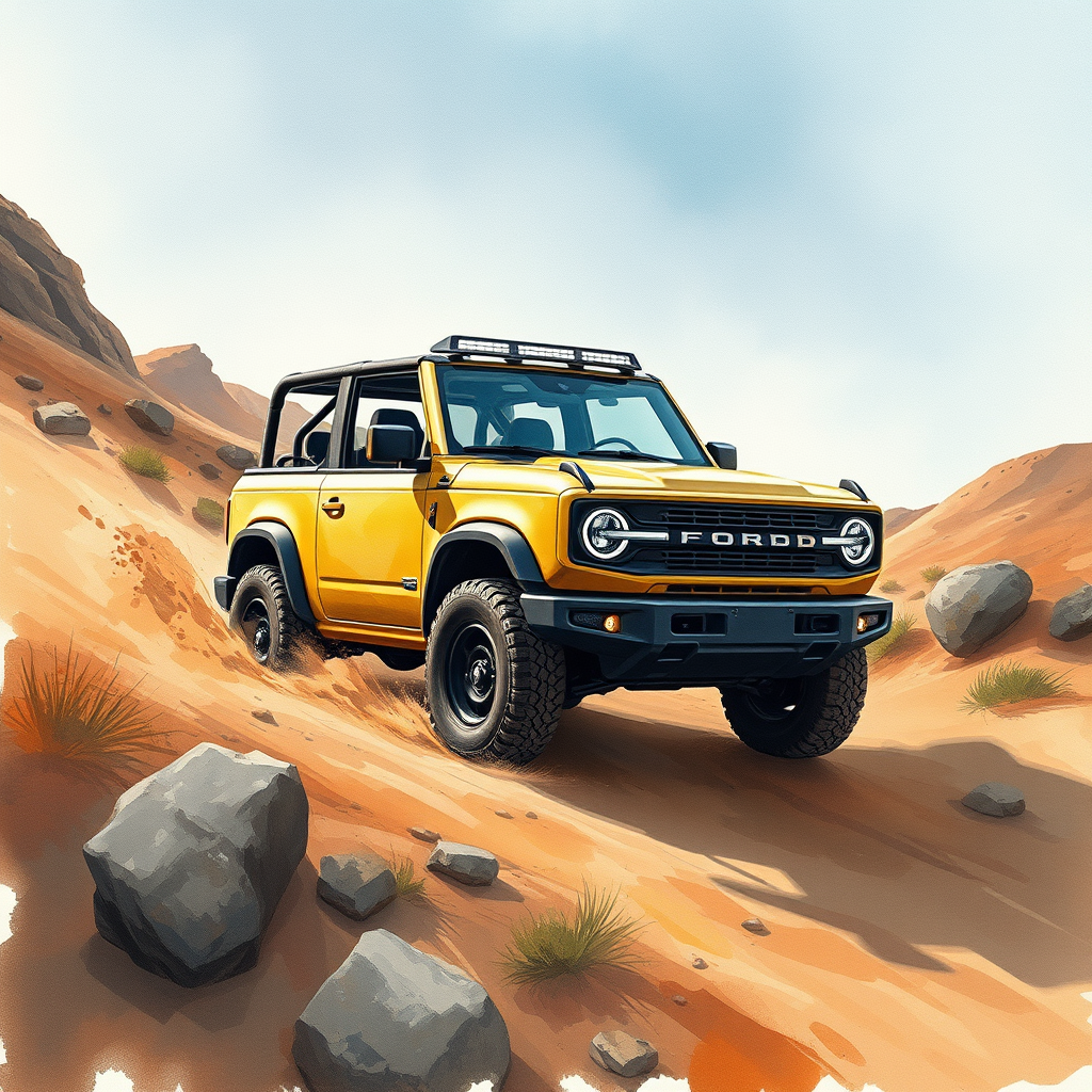 2026 Ford Bronco off-roading through rugged terrain