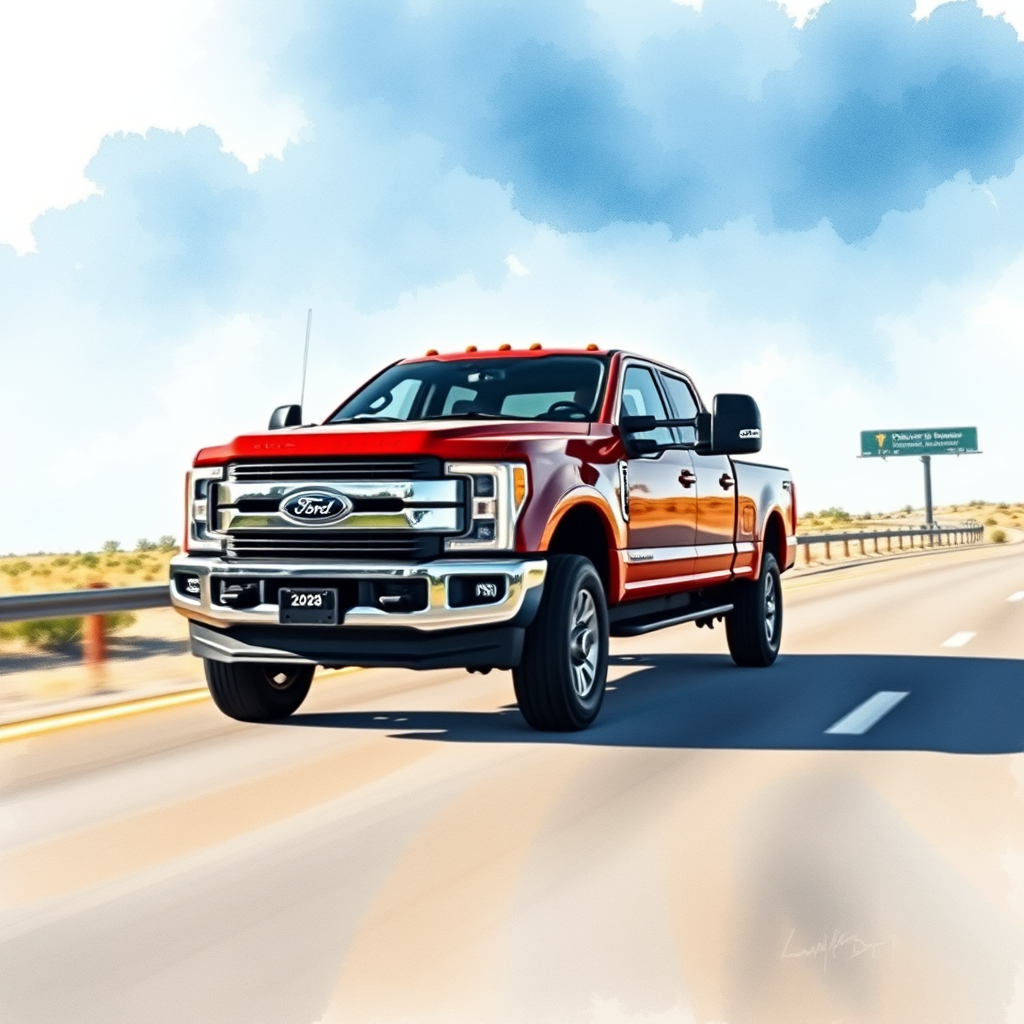 2026 Ford F-250 King Ranch truck driving on a Texas highway