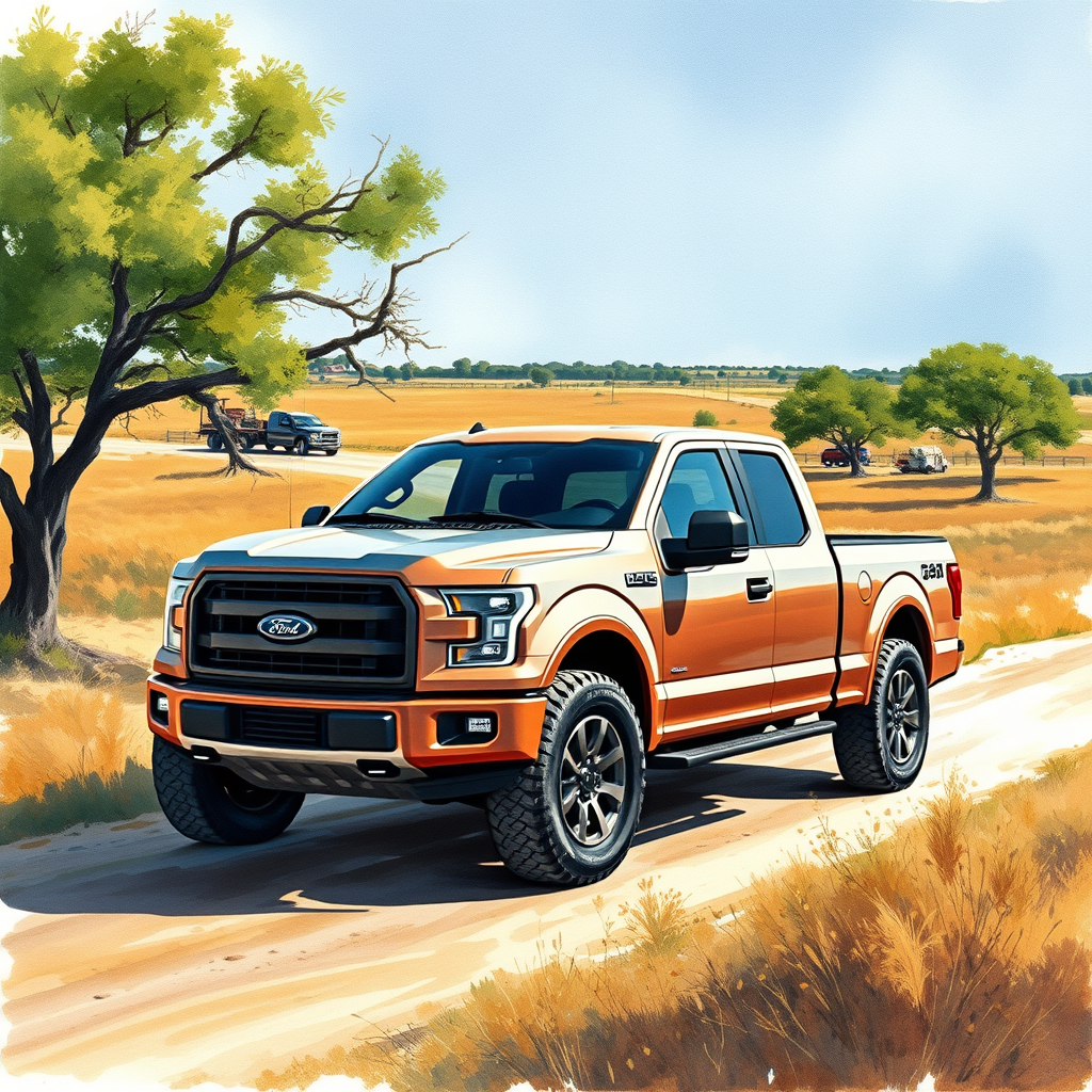 2026 Ford F-150 truck in a rural Texas landscape