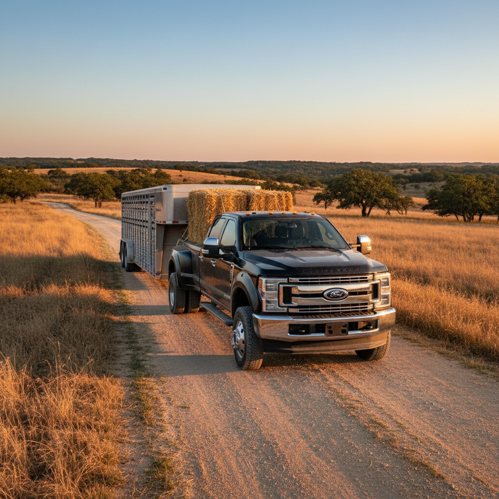 Ford Truck Hauling Hay Bales