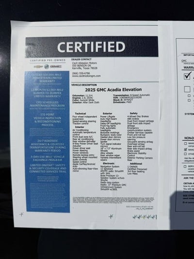 2025 GMC Acadia Elevation