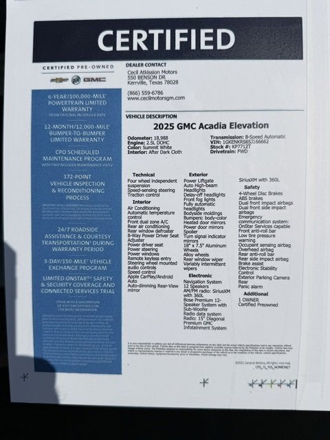 2025 GMC Acadia Elevation