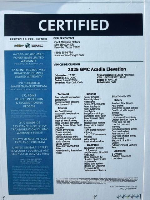 2025 GMC Acadia Elevation