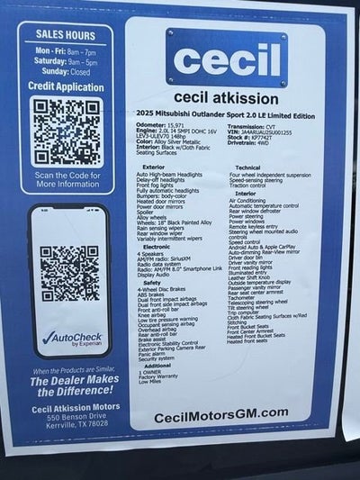 2025 Mitsubishi Outlander Sport S