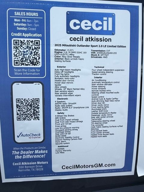 2025 Mitsubishi Outlander Sport S