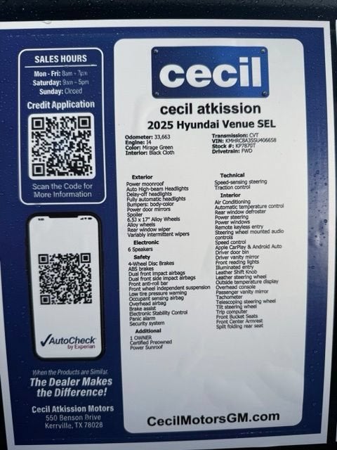2025 Hyundai Venue SEL